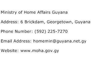 Ministry of Home Affairs Guyana Address Contact Number