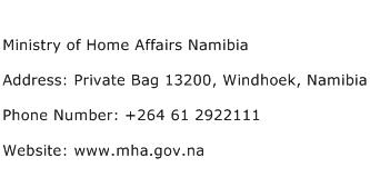 Ministry of Home Affairs Namibia Address Contact Number