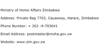Ministry of Home Affairs Zimbabwe Address Contact Number