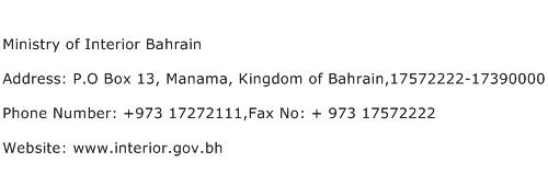 Ministry of Interior Bahrain Address Contact Number