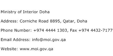 Ministry of Interior Doha Address Contact Number