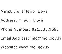 Ministry of Interior Libya Address Contact Number