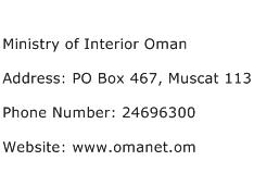 Ministry of Interior Oman Address Contact Number