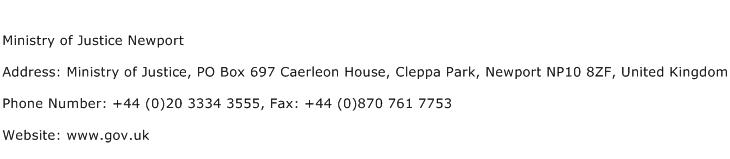Ministry of Justice Newport Address Contact Number