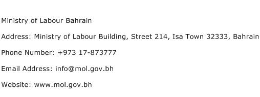 Ministry of Labour Bahrain Address Contact Number