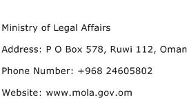 Ministry of Legal Affairs Address Contact Number