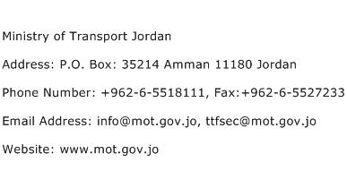 Ministry of Transport Jordan Address Contact Number