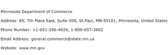 Minnesota Department of Commerce Address Contact Number