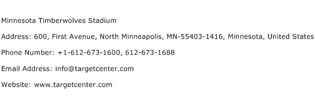 Minnesota Timberwolves Stadium Address Contact Number