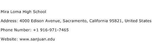 Mira Loma High School Address Contact Number