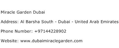 Miracle Garden Dubai Address Contact Number