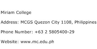 Miriam College Address Contact Number