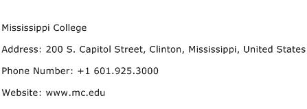 Mississippi College Address Contact Number
