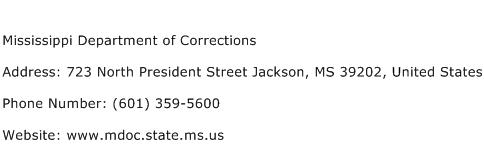 Mississippi Department of Corrections Address Contact Number