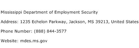 Mississippi Department of Employment Security Address Contact Number