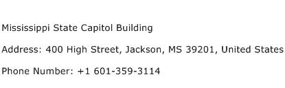 Mississippi State Capitol Building Address Contact Number