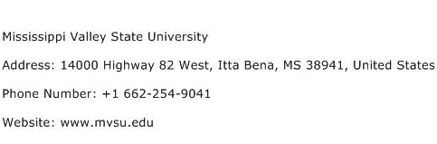 Mississippi Valley State University Address Contact Number
