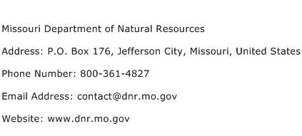 Missouri Department of Natural Resources Address Contact Number