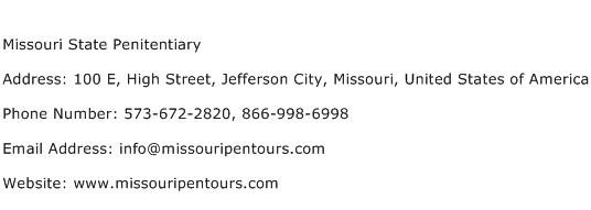 Missouri State Penitentiary Address Contact Number