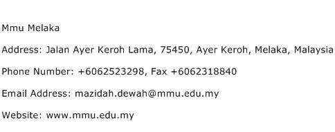 Mmu Melaka Address Contact Number