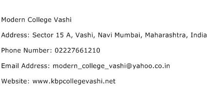 Modern College Vashi Address Contact Number