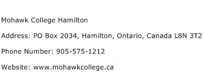 Mohawk College Hamilton Address Contact Number