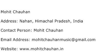 Mohit Chauhan Address Contact Number