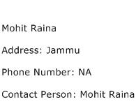 Mohit Raina Address Contact Number