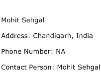 Mohit Sehgal Address Contact Number