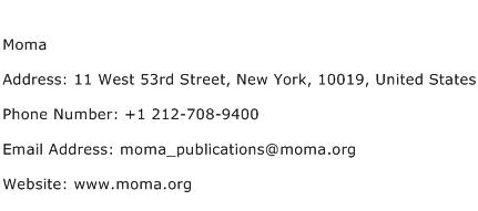 Moma Address Contact Number