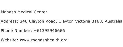 Monash Medical Center Address Contact Number