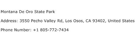 Montana De Oro State Park Address Contact Number