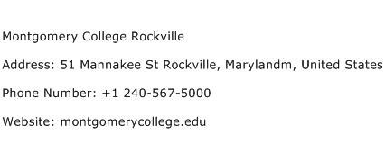 Montgomery College Rockville Address Contact Number