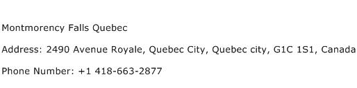Montmorency Falls Quebec Address Contact Number