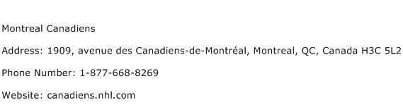 Montreal Canadiens Address Contact Number