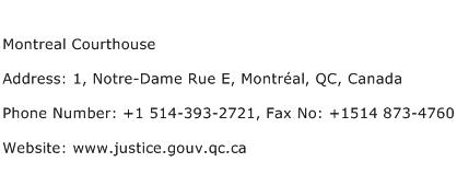 Montreal Courthouse Address Contact Number