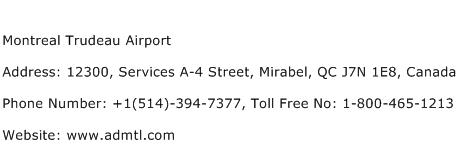 Montreal Trudeau Airport Address Contact Number