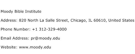 Moody Bible Institute Address Contact Number