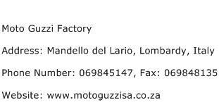 Moto Guzzi Factory Address Contact Number