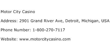 Motor City Casino Address Contact Number