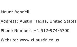 Mount Bonnell Address Contact Number