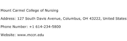 Mount Carmel College of Nursing Address Contact Number