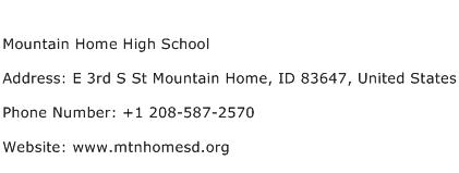Mountain Home High School Address Contact Number