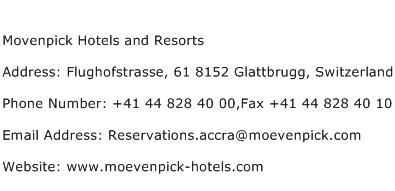Movenpick Hotels and Resorts Address Contact Number