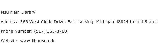 Msu Main Library Address Contact Number