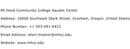 Mt Hood Community College Aquatic Center Address Contact Number