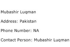 Mubashir Luqman Address Contact Number