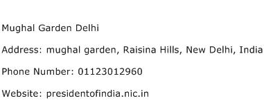 Mughal Garden Delhi Address Contact Number