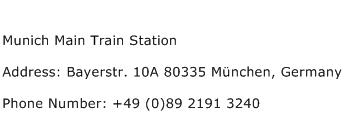 Munich Main Train Station Address Contact Number