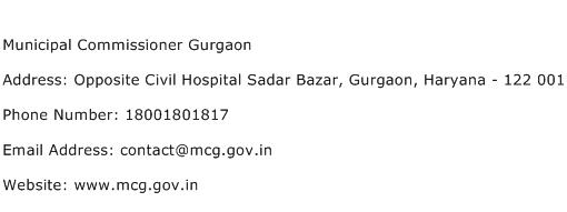 Municipal Commissioner Gurgaon Address Contact Number